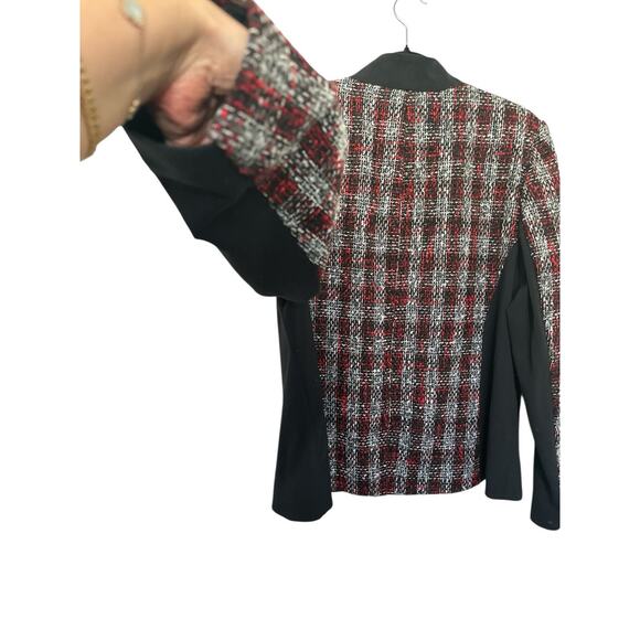 Lane Bryant Red, Gray & Black Metallic Modern Tweed Blazer Jacket Size 18 - Picture 5 of 11